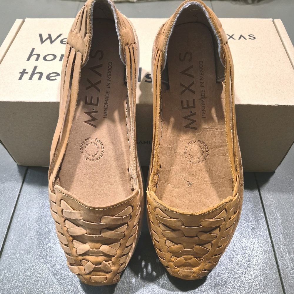 Mexas Women's Handwoven Leather Huaraches Sandals sz 6/6.5 Brown NEW in Box